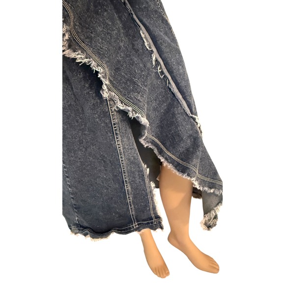Urban Outfitters Acid Wash Blue Denim Strapless Asymmetrical UO Shiloh Dress M - Picture 15 of 16